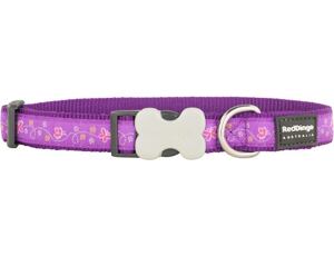 Red Dingo obojek se vzorem 20 - 32 cm, šířka 12 mm - Butterfly Purple