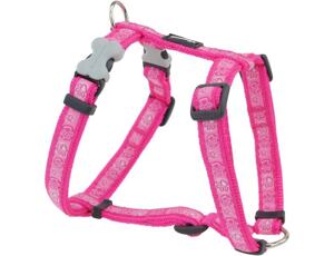 Red Dingo postroj extra velký se vzorem – Paw Impressions Hot Pink