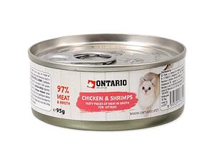 ONTARIO konzerva Junior Chicken Pieces + Shrimp 95 g