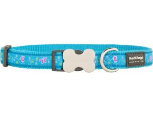 Red Dingo obojek se vzorem 20 - 32 cm, šířka 12 mm - Butterfly Turquoise