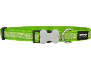 Red Dingo obojek se vzorem 24 - 37 cm, šířka 15 mm - Daisy Chain Lime
