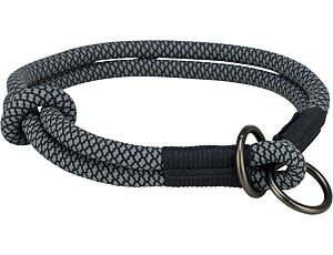 Soft Rope kulatý polostahovací obojek, černá/šedá S-M 40cm/10mm