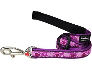 Red Dingo vodítko velké 1,8 m se vzorem - Breezy Love Purple