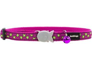 Red Dingo Obojek pro kočky 20 - 32 cm - Stars Lime on Hot Pink