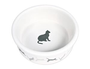 Miska keramická vzor kočka 12cm bílá