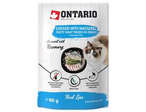 ONTARIO kapsička  kuřecí s makrelou v omáčce 80g