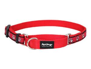 Red Dingo obojek polostahovací se vzorem 41 - 62 cm - Pawprints Red