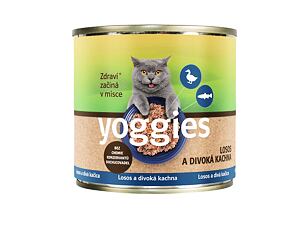 Yoggies konzerva pro kočky Losos a divoká kachna 185 g