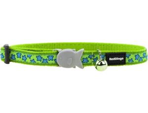 Red Dingo Obojek pro kočky 20 - 32 cm - Stars Turquoise on Lime Green