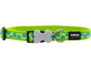 Red Dingo obojek se vzorem 41 - 63 cm - Stars Turquoise on Lime Green
