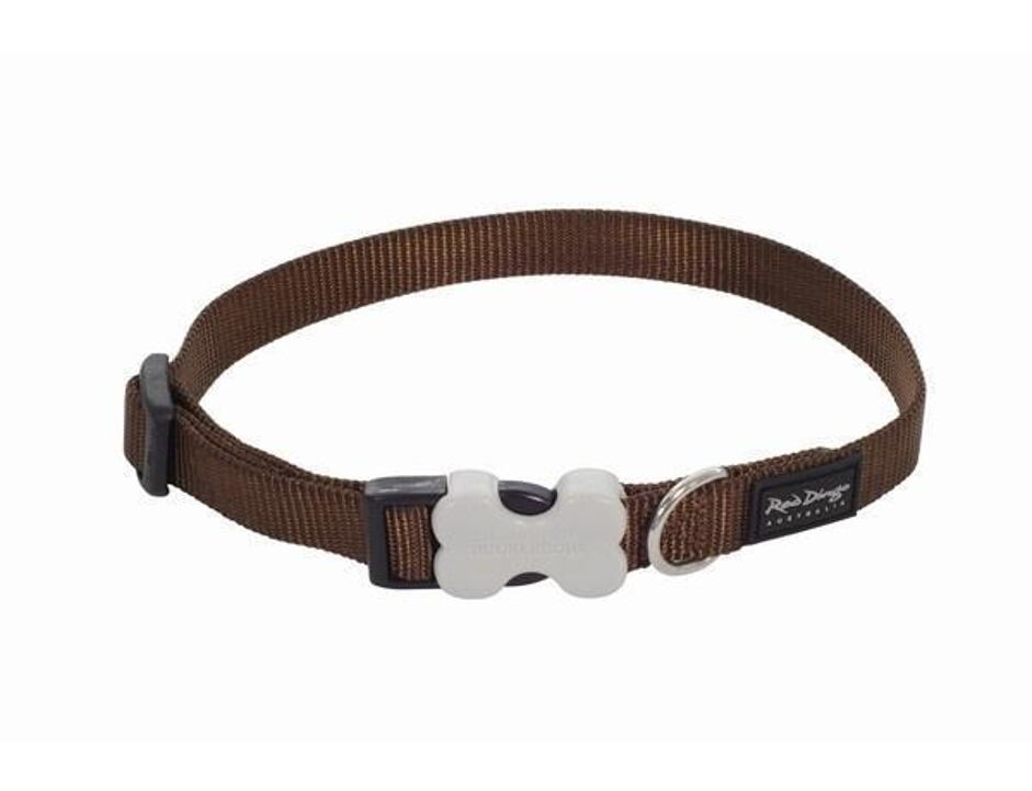 Red Dingo obojek jednobarevný 24 - 37 cm, šířka 15 mm - hnědá