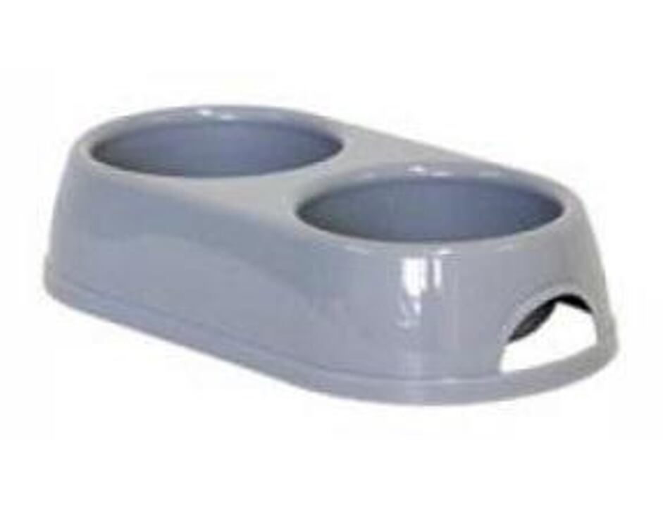Dvojmiska plastová 2 x 230 ml šedá