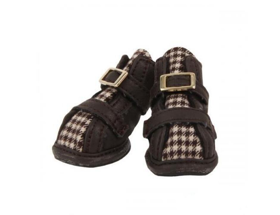 Puppia botičky pro psy Houndstooth(A-Type) - hnědé