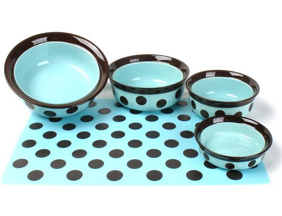 Miska s puntíky- modrozelená 17,5 cm