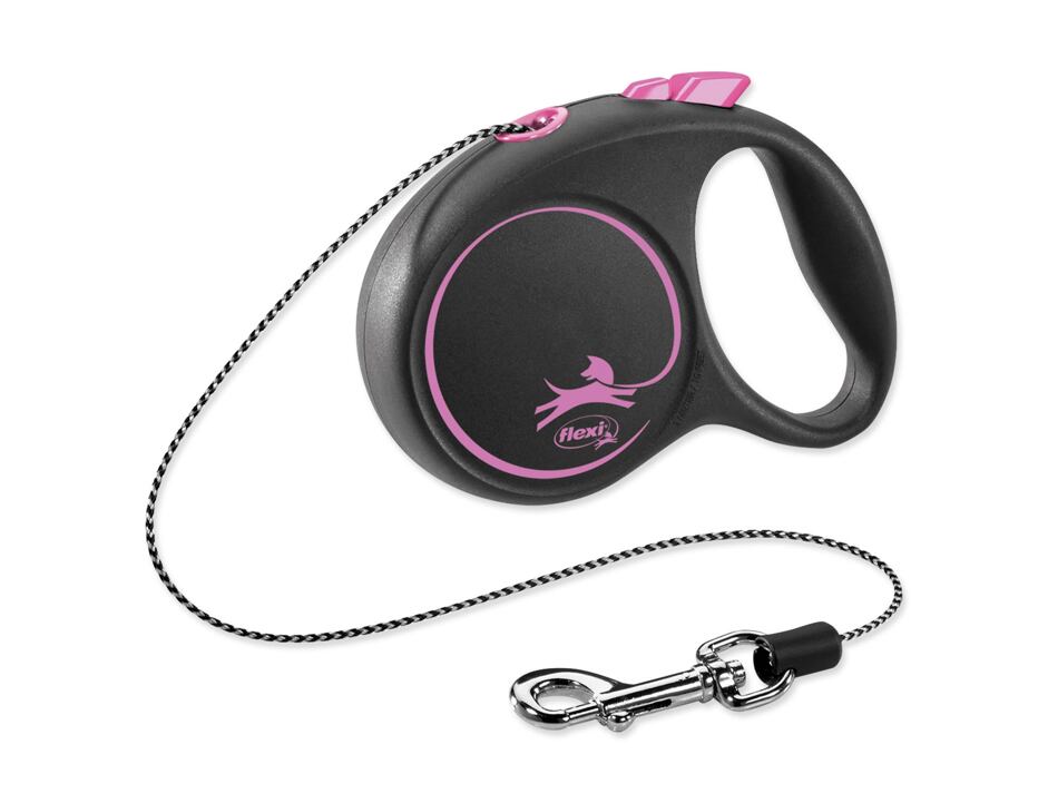Vodítko FLEXI Black Design lanko růžové XS - 3 m