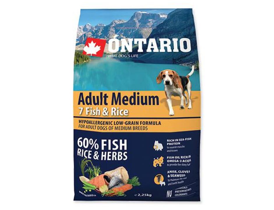 ONTARIO Adult Medium 7 Fish&Rice 2,25kg