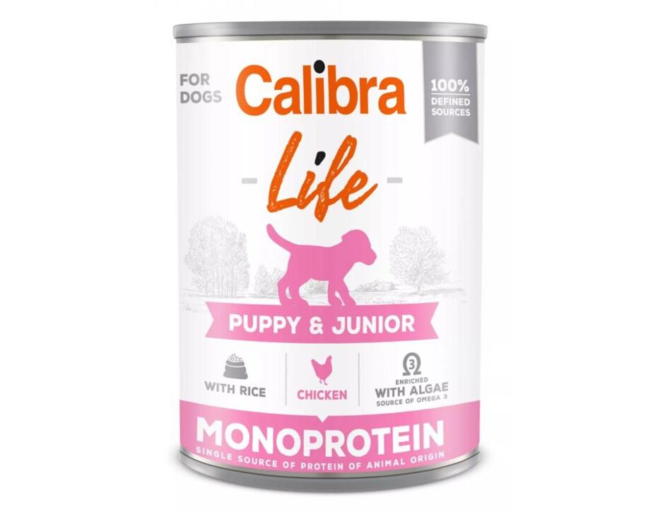 Calibra Dog Life konz. Puppy&Junior Chicken&rice 400 g
