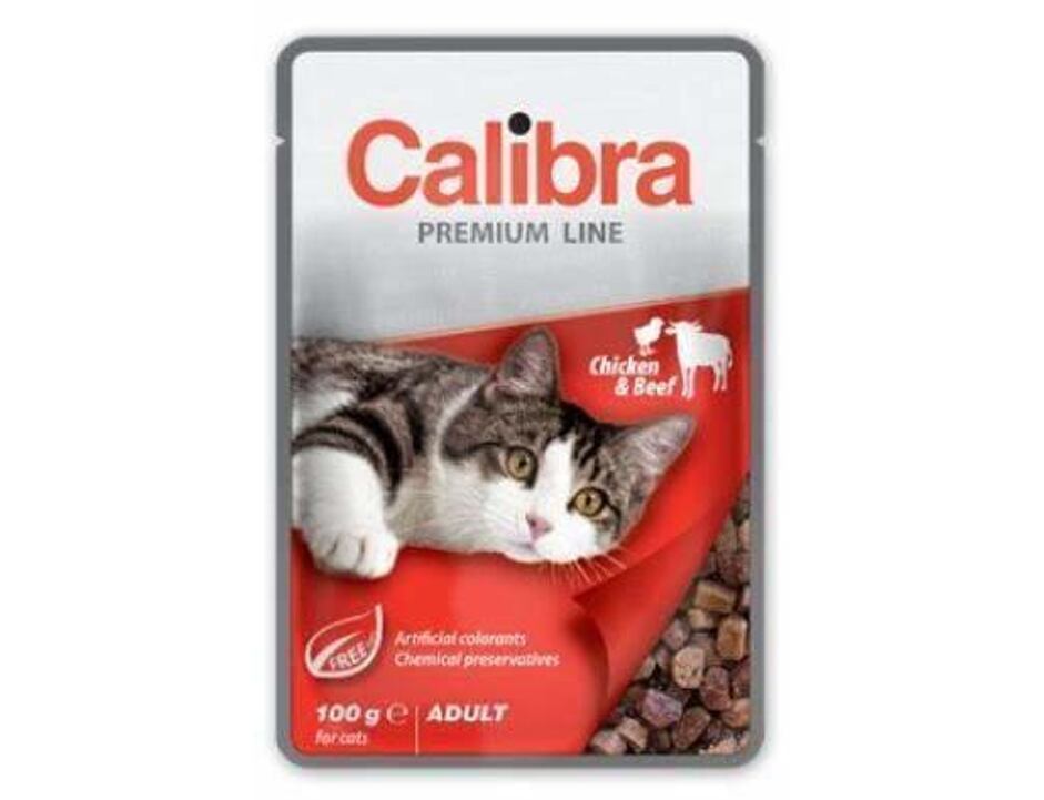 Calibra Cat kaps.- kuřecí a hovězí v omáčce 100 g