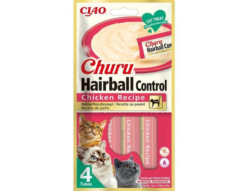 Inaba Churu cat snack Hairball kuře 4x14g