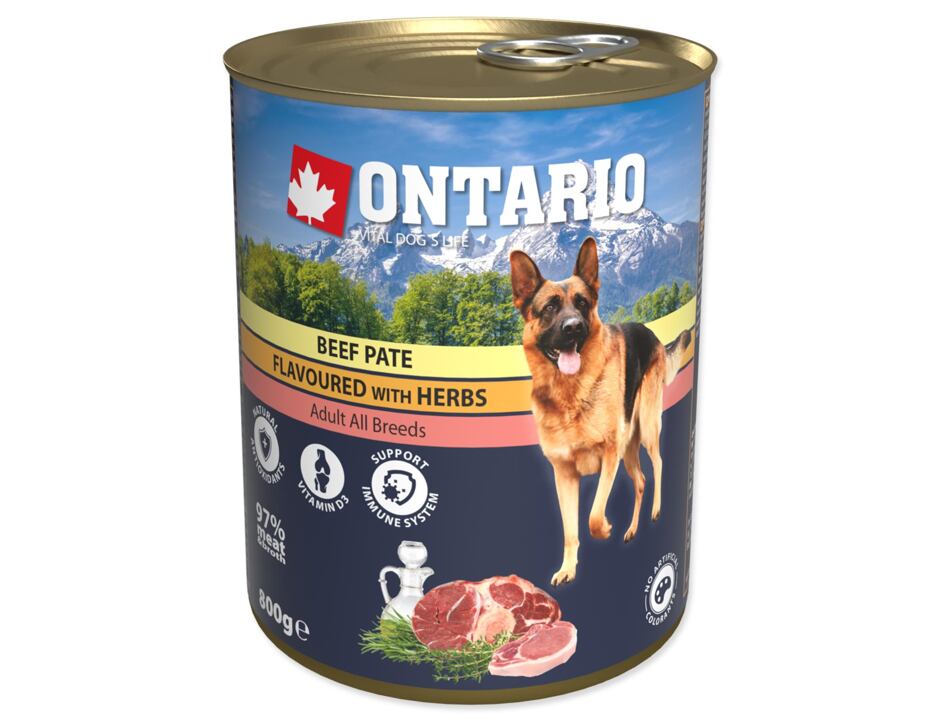 ONTARIO konz. Dog Beef Pate Flavoured with Herbs 800 g