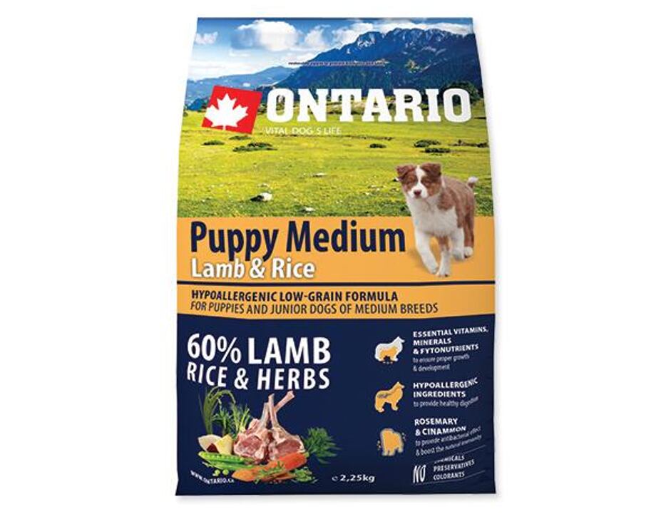 ONTARIO Puppy Medium Lamb&Rice 2,25kg