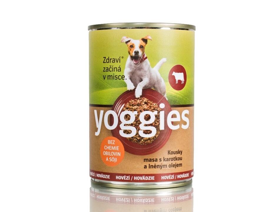 Yoggies konz. Hovězí s karotkou a lněným olejem 400g
