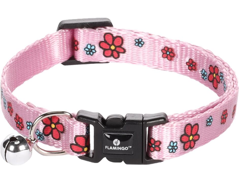 Flamingo Obojek pro kočky Ziggy růžový s kytičkami 20-35cm