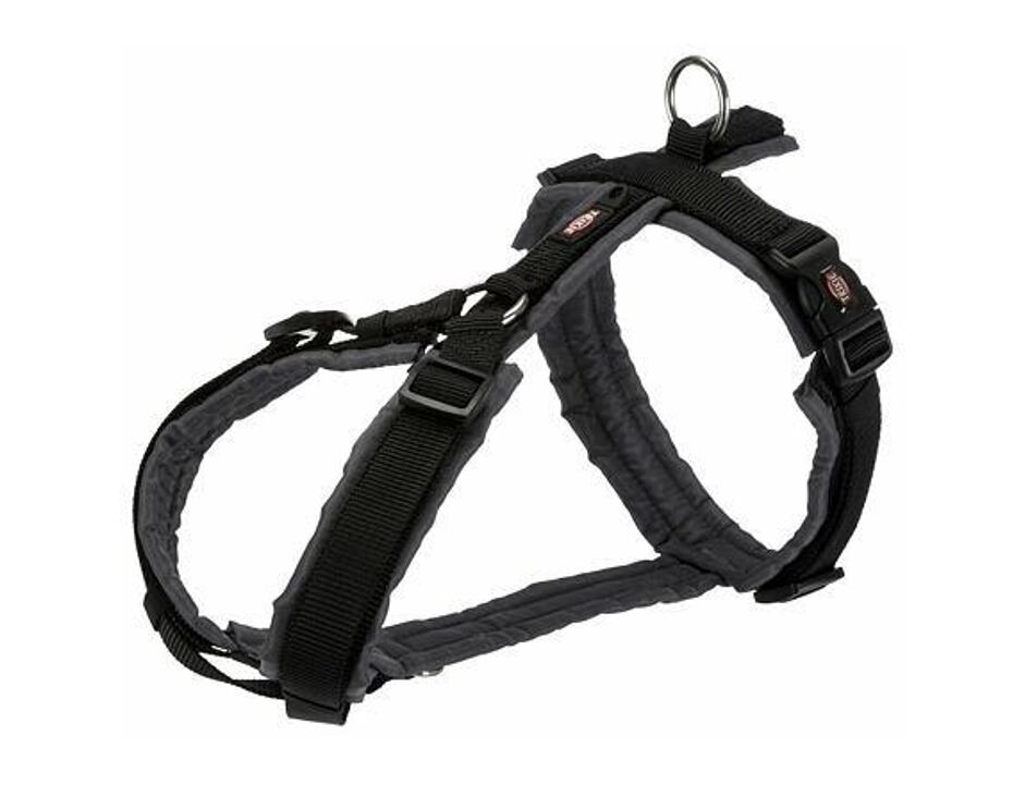 TRIXIE Premium trekingový postroj, M-L: 62-74 cm/25 mm, černá/grafit