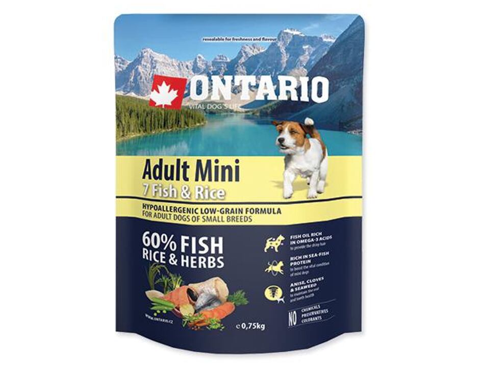 ONTARIO Adult Mini 7 Fish&Rice 750g