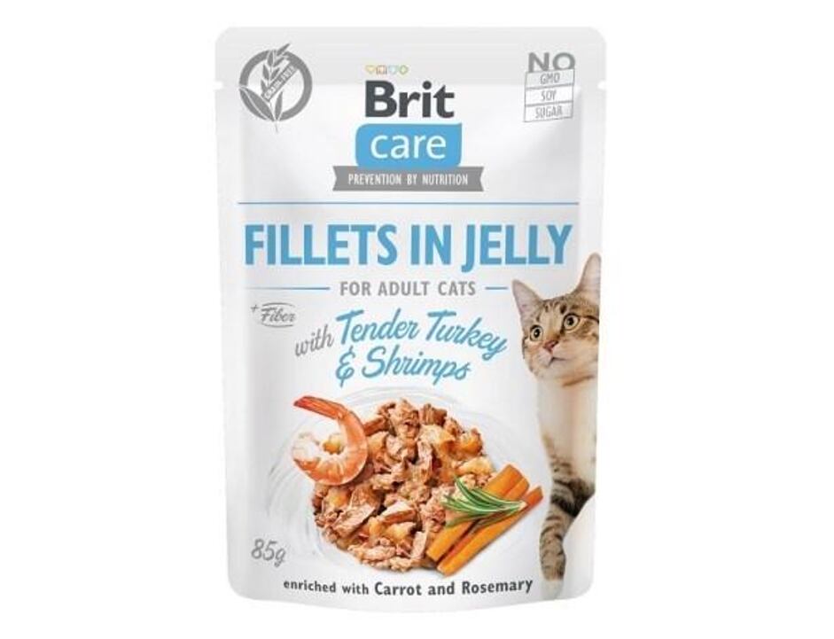 Brit Care Cat Fillets in Jelly with Turkey&Shrimps 85g