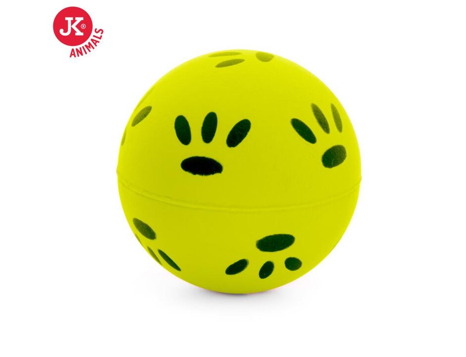 Míček gumový-tlapky 7,2cm ŽLUTÝ