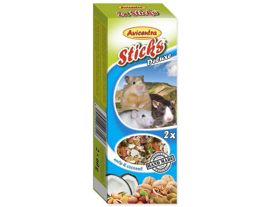 Tyčinky AVICENTRA ořechové pro malé hlodavce 2 ks