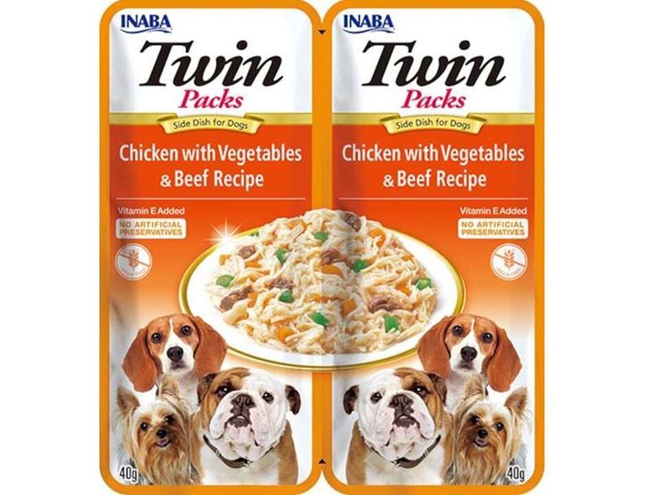 Inaba Twin Packs dog kuře & zelenina, hovězí 80g