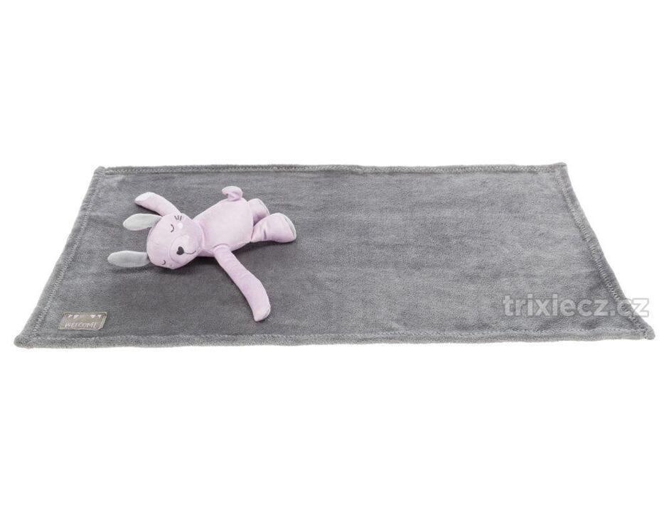 Trixie JUNIOR set deka 75x50 cm + plyšový medvídek - šedofialová
