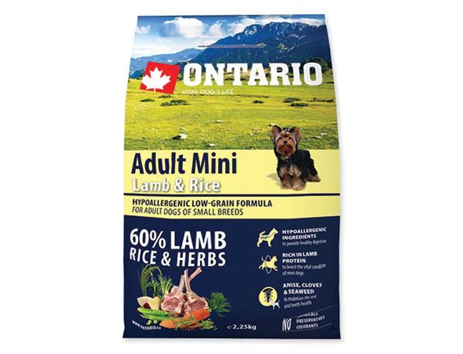 ONTARIO Adult Mini Lamb&Rice 2,25kg