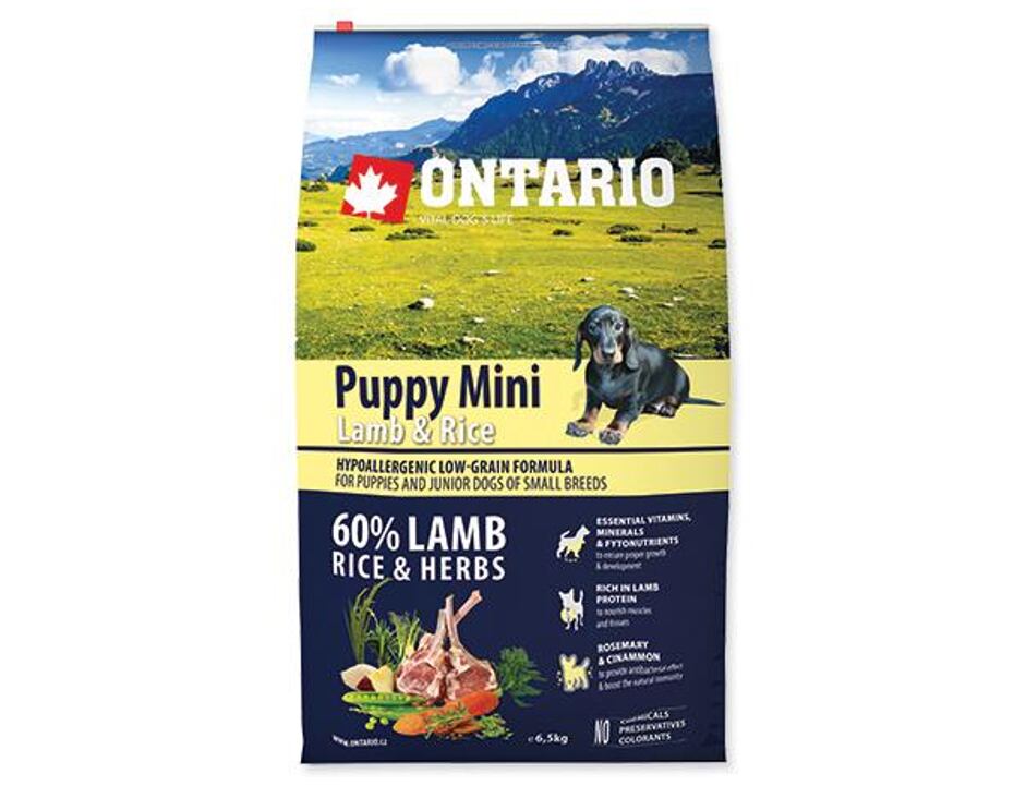 ONTARIO Puppy Mini Lamb&Rice 6,5kg
