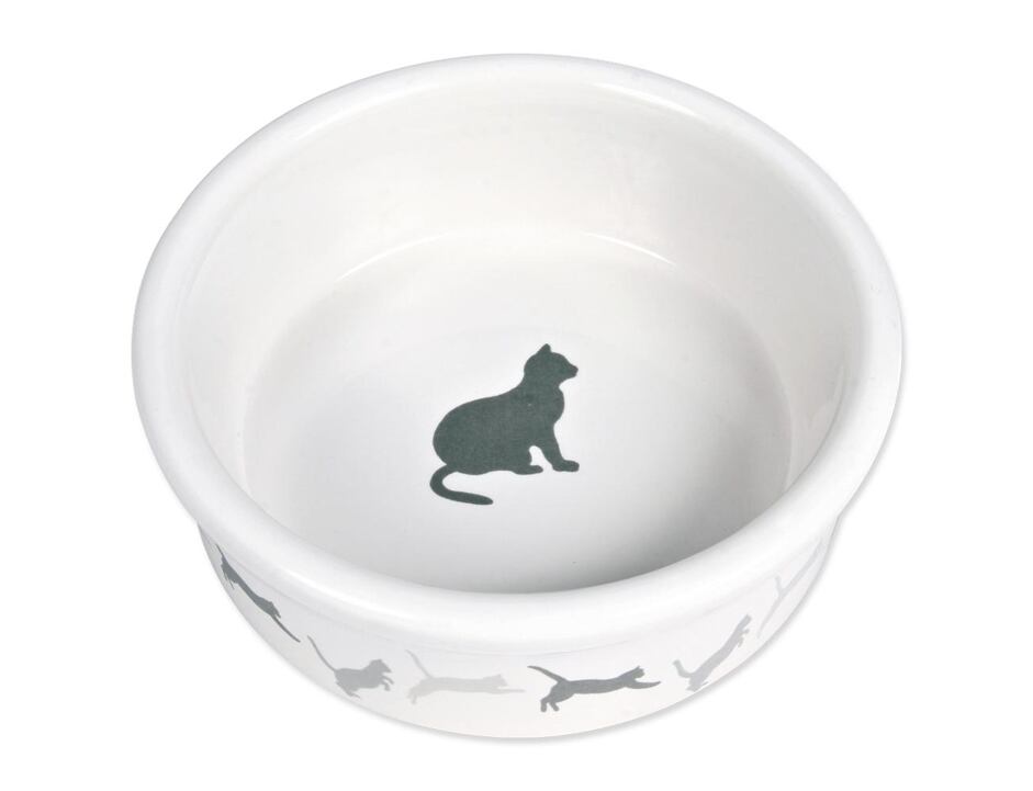 Miska keramická vzor kočka 12cm bílá