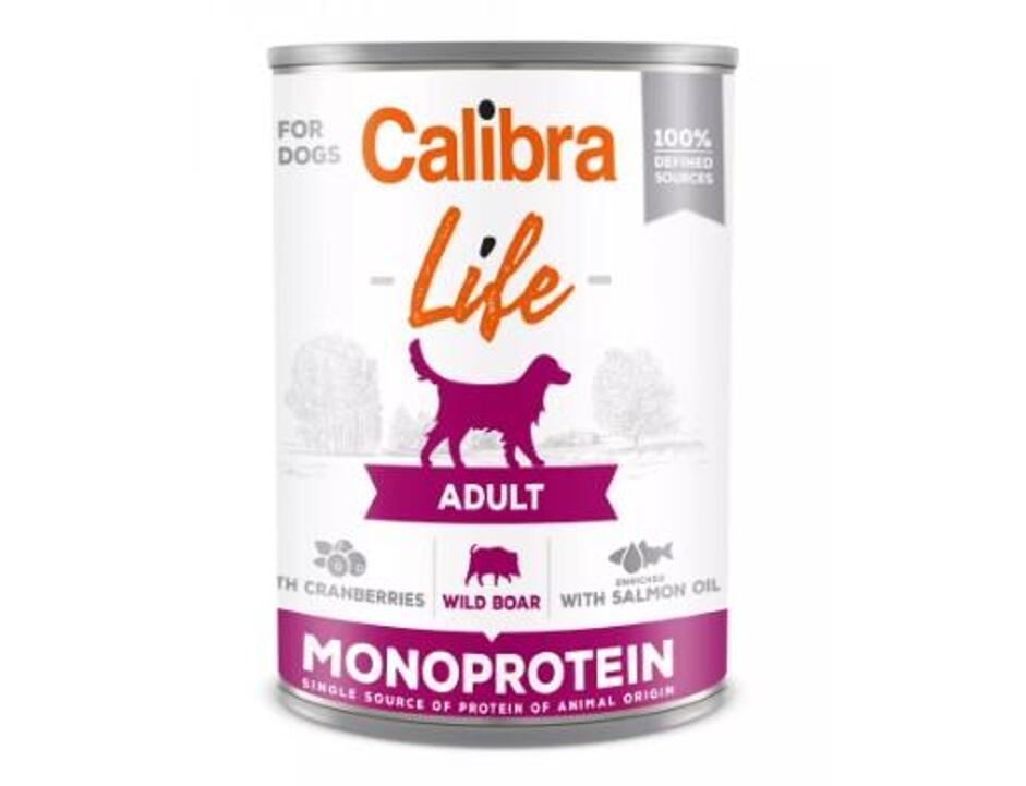 Calibra Dog Life konz. Adult Wild boar with cranber. 400 g