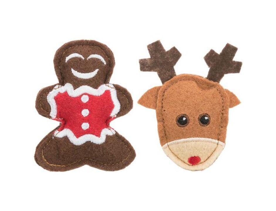 Trixie Xmas figure set - Sada 2 vánočních hraček sob a perníček 8 cm