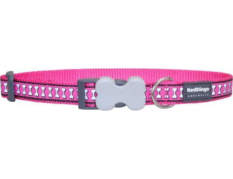 Red Dingo obojek reflexní 20 - 32 cm - tmavě růžový