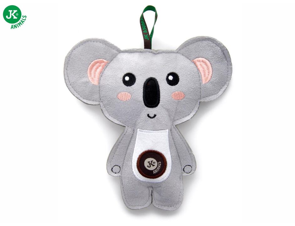 JK Koala  pískací hračka z pevné textilní látky 18 cm