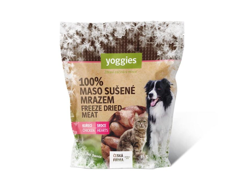 Yoggies - mrazem sušené - kuřecí srdce 85 g