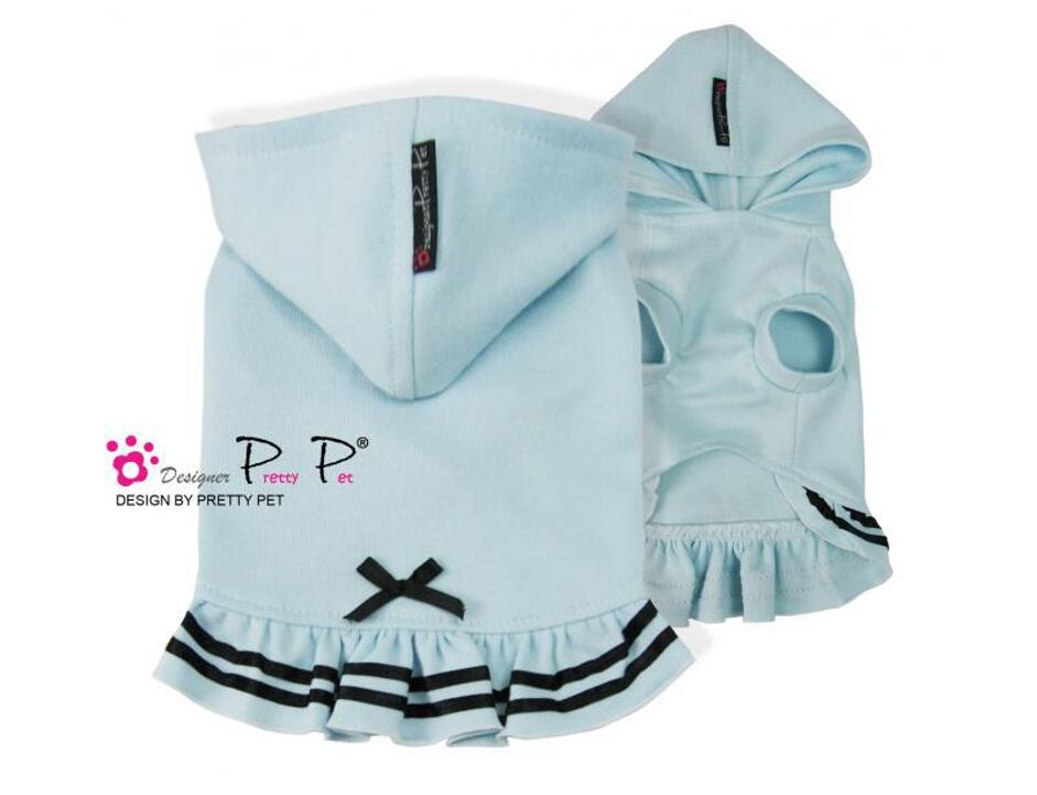 Pretty Pet Black Silk Ribbon Hoddie šaty - modrá